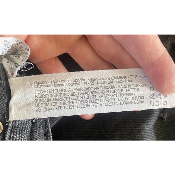 Zara Jeans Womens Sz 2 High Rise Black Distressed Wide Leg Denim Raw Hem Thrash - Picture 4 of 10